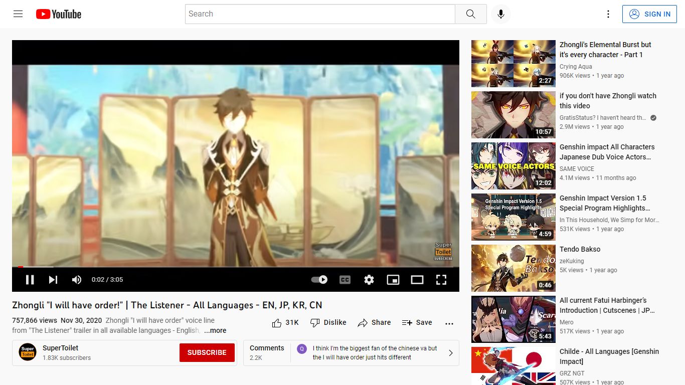 Zhongli "I will have order!" | The Listener - YouTube